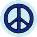 Neon Glow Blue PEACE SIGN with Black Border Light Blue Background
