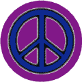 Neon Glow Blue PEACE SIGN with Black Border Purple Background