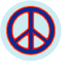 Neon Glow Blue PEACE SIGN with Red Border Light Blue Background