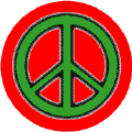 Neon Glow Green PEACE SIGN with Black Border Red Background