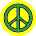 Neon Glow Green PEACE SIGN with Black Border Yellow Background