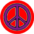 Neon Glow Purple PEACE SIGN with Black Border Red Background