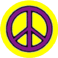Neon Glow Purple PEACE SIGN with Black Border Yellow Background