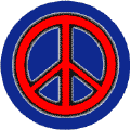 Neon Glow Red PEACE SIGN with Black Border Blue Background