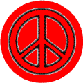 Neon Glow Red PEACE SIGN with Black Border Red Background