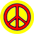 Neon Glow Red PEACE SIGN with Black Border Yellow Background