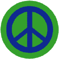 Blue PEACE SIGN on Green Background