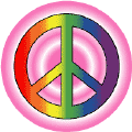 Rainbow PEACE SIGN with Pink Rings Background