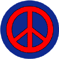 Red PEACE SIGN on Blue Background