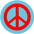 Red PEACE SIGN on Light Blue Background
