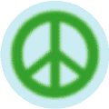 Warm Fuzzy Green PEACE SIGN on Light Blue Background