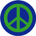 Green PEACE SIGN on Blue Background