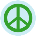 Green PEACE SIGN on Light Blue Background