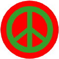 Green PEACE SIGN on Red Background