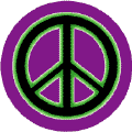 Neon Glow Black PEACE SIGN with Green Border Purple Background