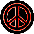 Neon Glow Black PEACE SIGN with Red Border Black Background