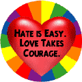 Hate is Easy, Love Takes Courage GAY PRIDE T-SHIRTS