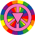 Pink Triangle Peace Sign - Rainbow Background GAY PRIDE T-SHIRTS