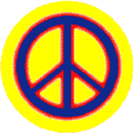 Neon Glow Blue PEACE SIGN with Red Border Yellow Background