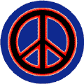 Neon Glow Black PEACE SIGN with Red Border Blue Background