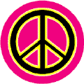 Neon Glow Black PEACE SIGN with Yellow Border Pink Background