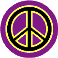Neon Glow Black PEACE SIGN with Yellow Border Purple Background