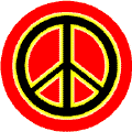 Neon Glow Black PEACE SIGN with Yellow Border Red Background