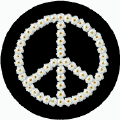 PEACE SYMBOL: Peace Sign Flower Power White Roses on Black