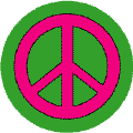 Pink PEACE SIGN on Green Background