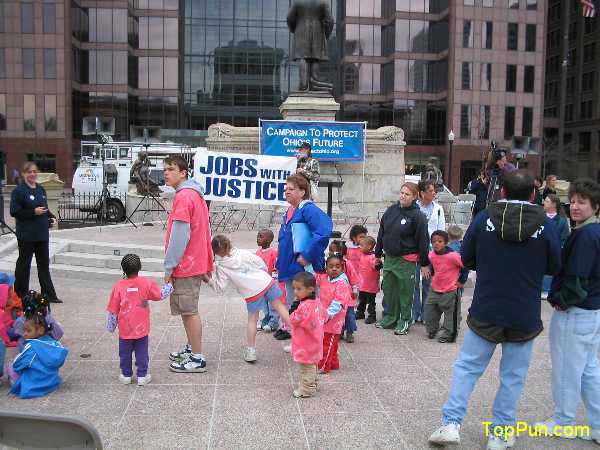 Jobs with Justice protest picture - Campaign to Protect Ohio's Future Demonstration