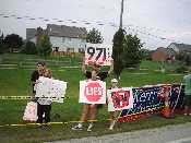 "STOP Lies" sign