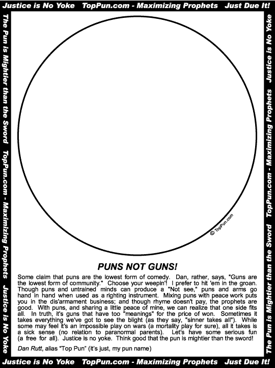 "PUNS NOT GUNS" Top Pun Manifesto border for Mini-Posters